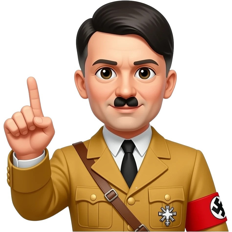hitler holding a sing with the 'sorg.me' text, do the color yellow emoji