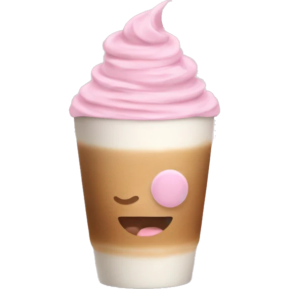 Latte coffee with the pastel pink  emoji