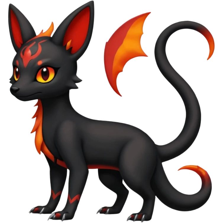Edgy gothic dark magma-Salandit-Umbreon-Litten-hybrid-fusion (full body) emoji