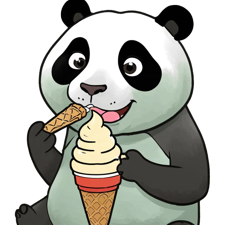 Panda eating ice cream emoji