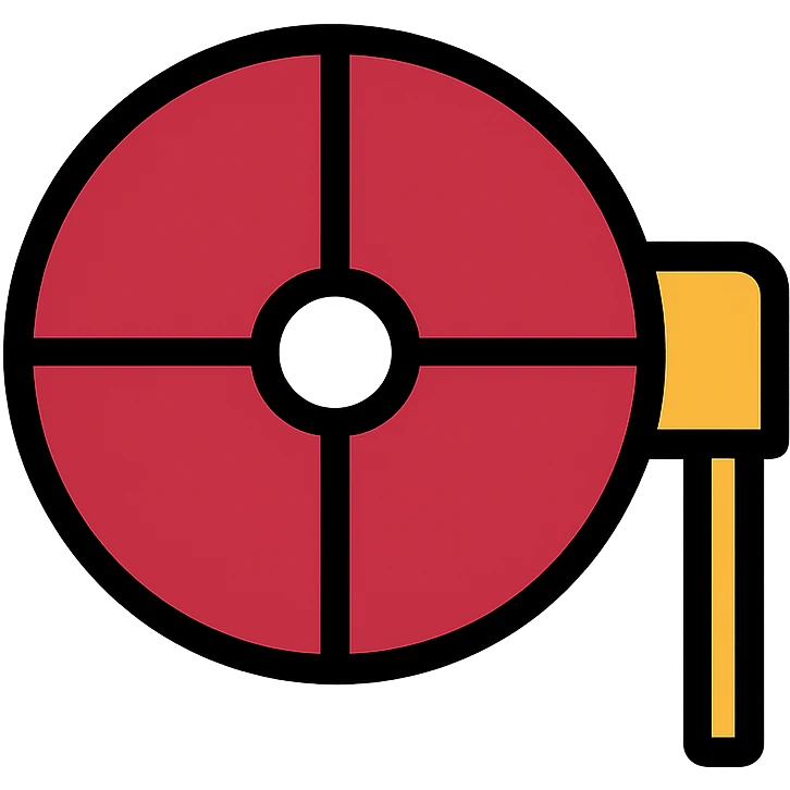 desiccant rotor with deep red body, face divided into 4 equal segments, white background, technical icon style emoji