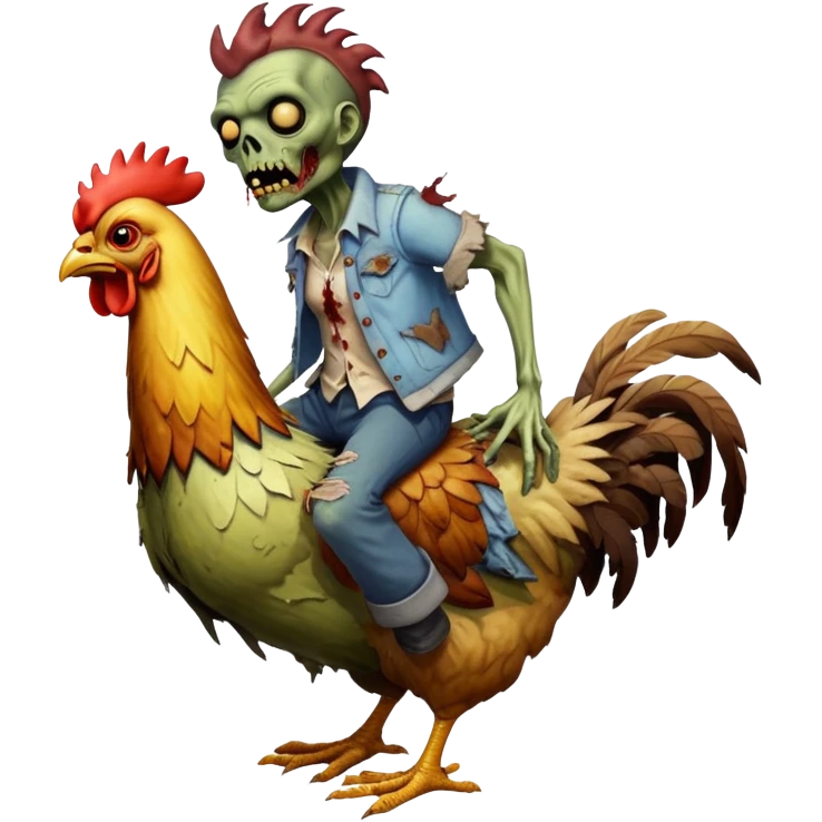 A zombie riding on a chicken emoji
