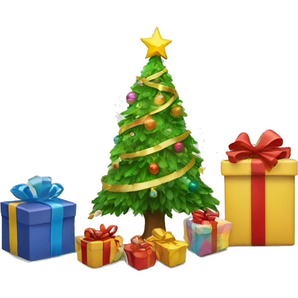 Christmas tree with some gifts emoji