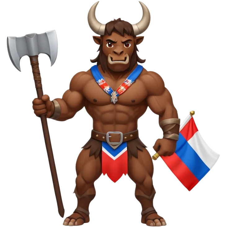 minotauro with axe and russian flag emoji