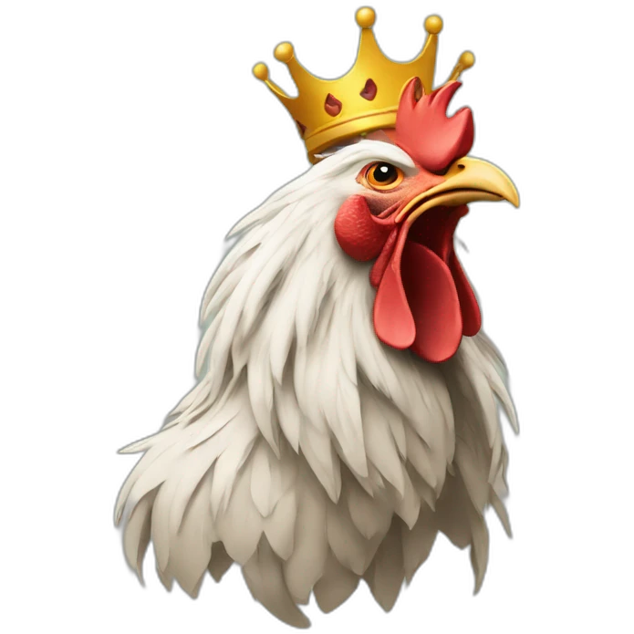 howling rooster with a crown on its head emoji