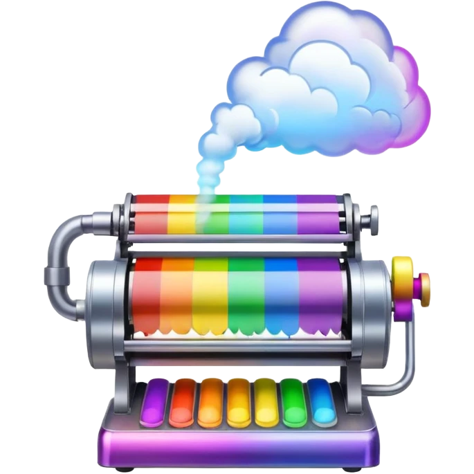 Rainbow creating  machine  with smoke coming out  emoji