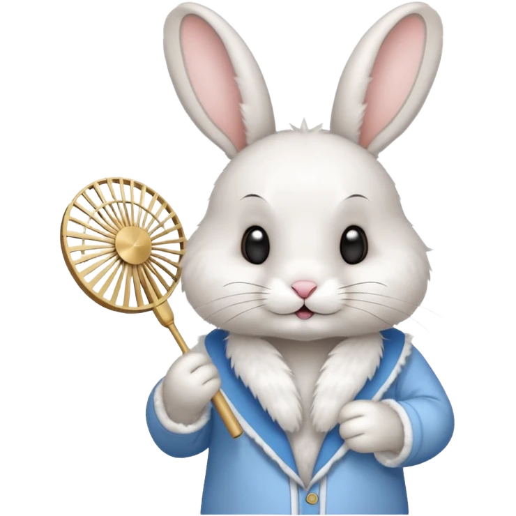A rabbit hold a folding fan playfully emoji