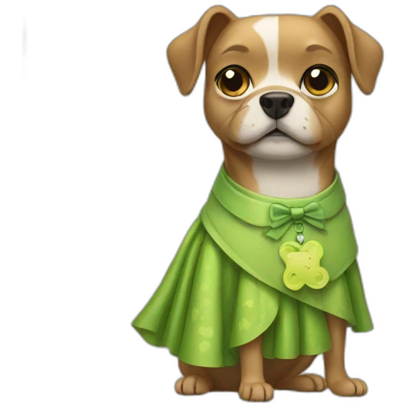 Dog with skirt and frog emoji