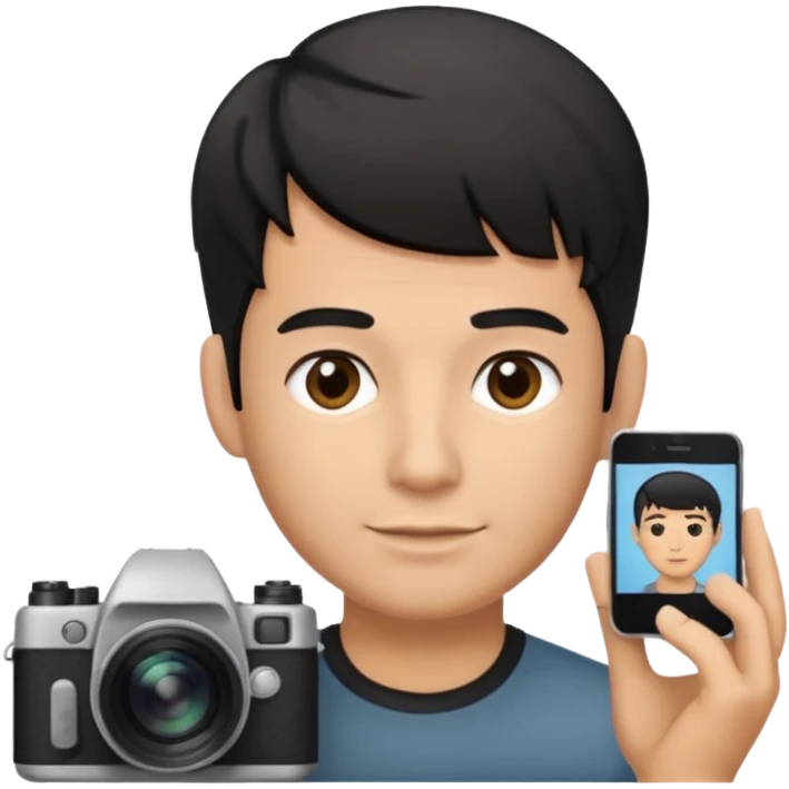 fotografo com cabelo degradado toupet cor do cabelo preto emoji