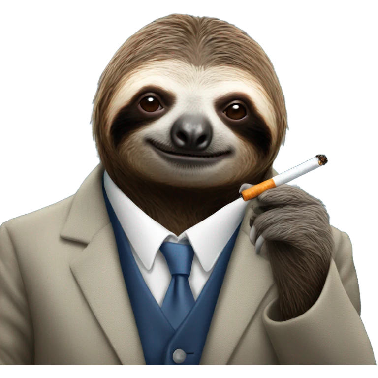 Sloth smoking cigarette in a suite emoji