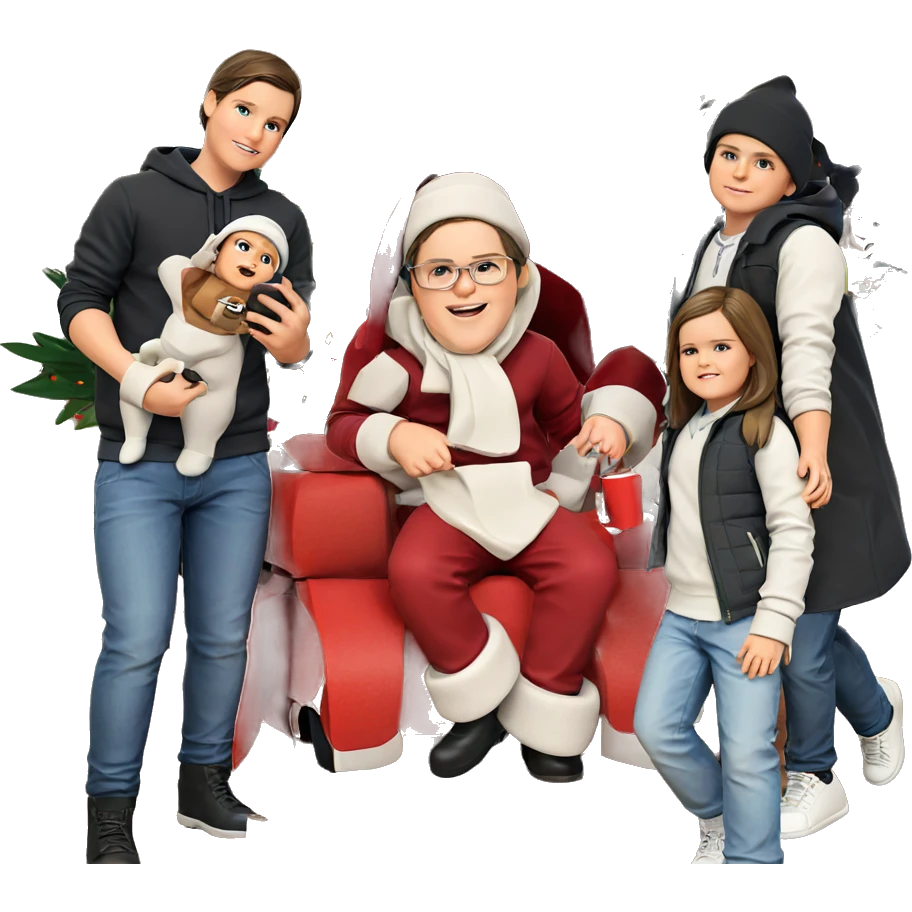 boys in hats by christmas tree emoji