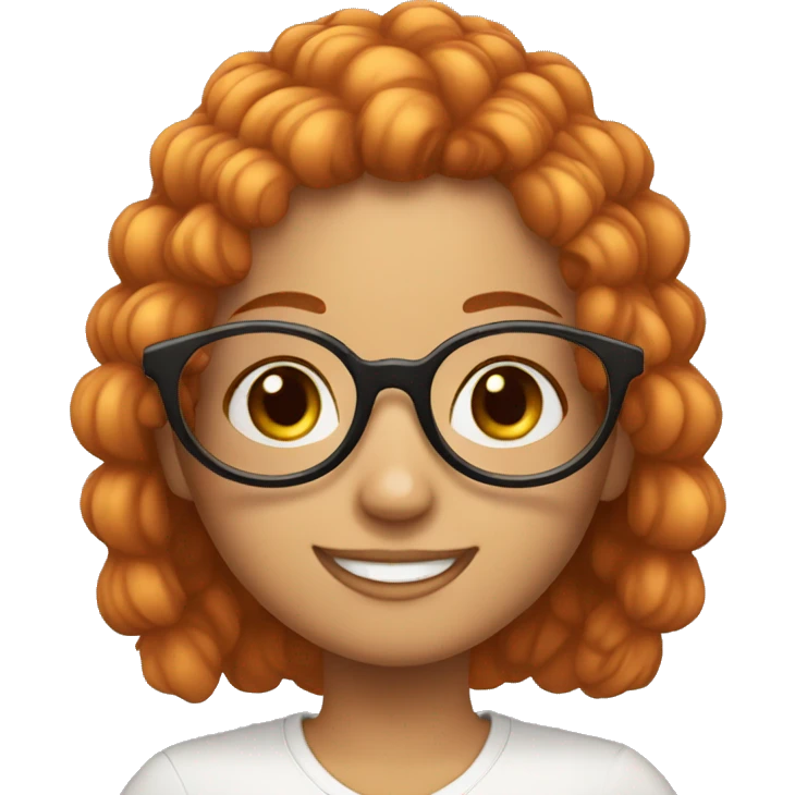 Cherry hair girl with circle glasses smile  emoji