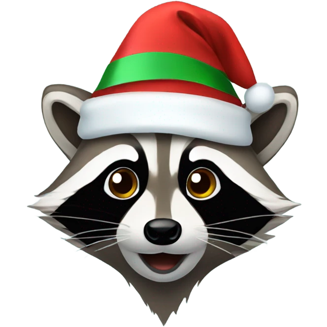 Raccoon wearing a Santa hat emoji