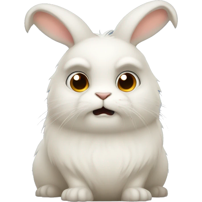 an anthropomorphic himalayan rabbit with shifty eyes emoji