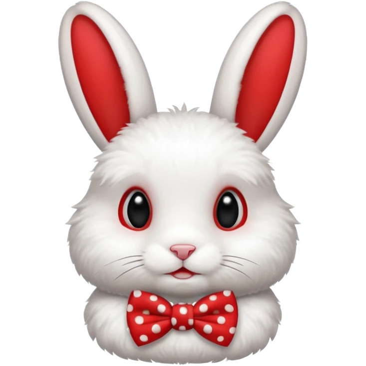 Fluffy rabbit with polka-dot bow tie emoji