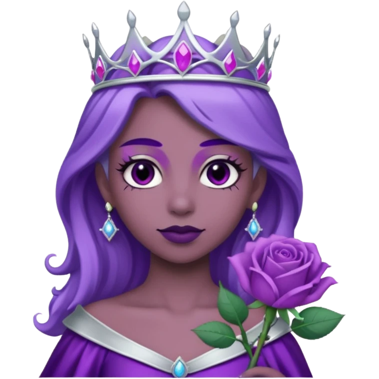 Purple rose flower with silver tiara emoji