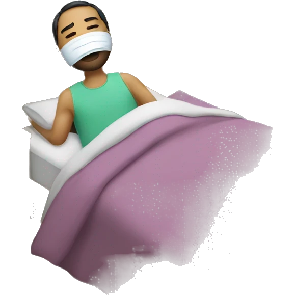 A man have mask and sleeping on bed emoji