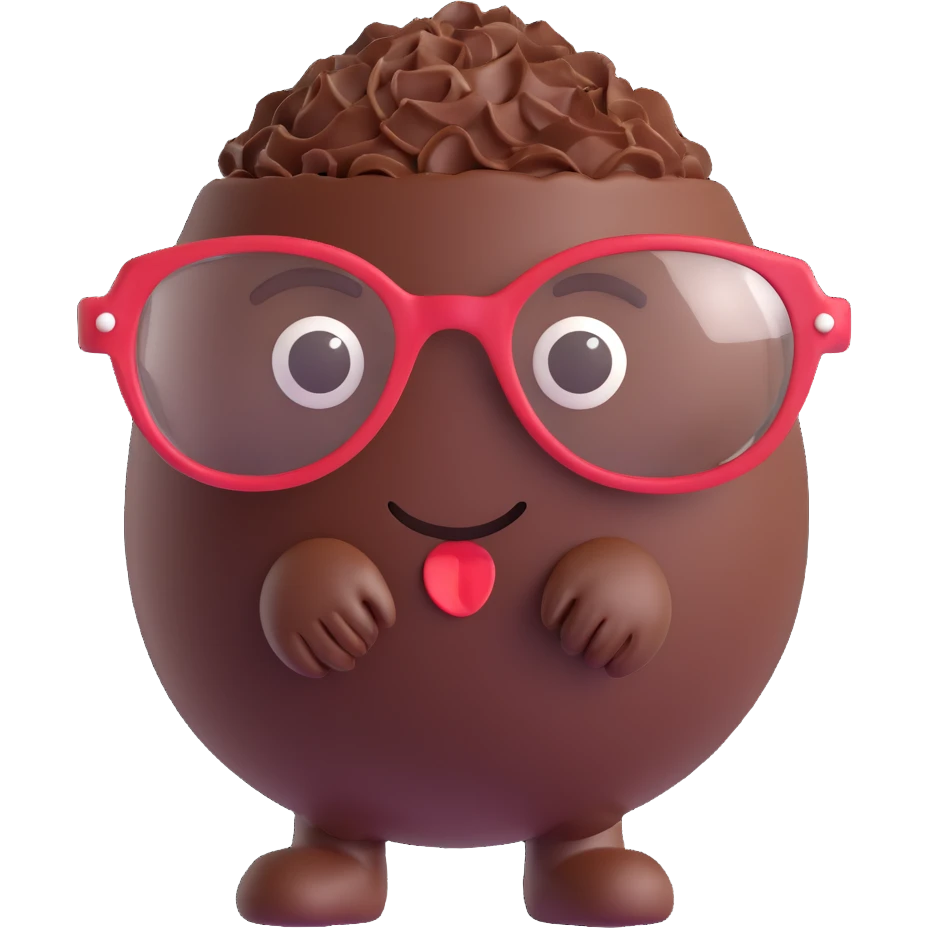 funny chocolate truffle with glasses emoji