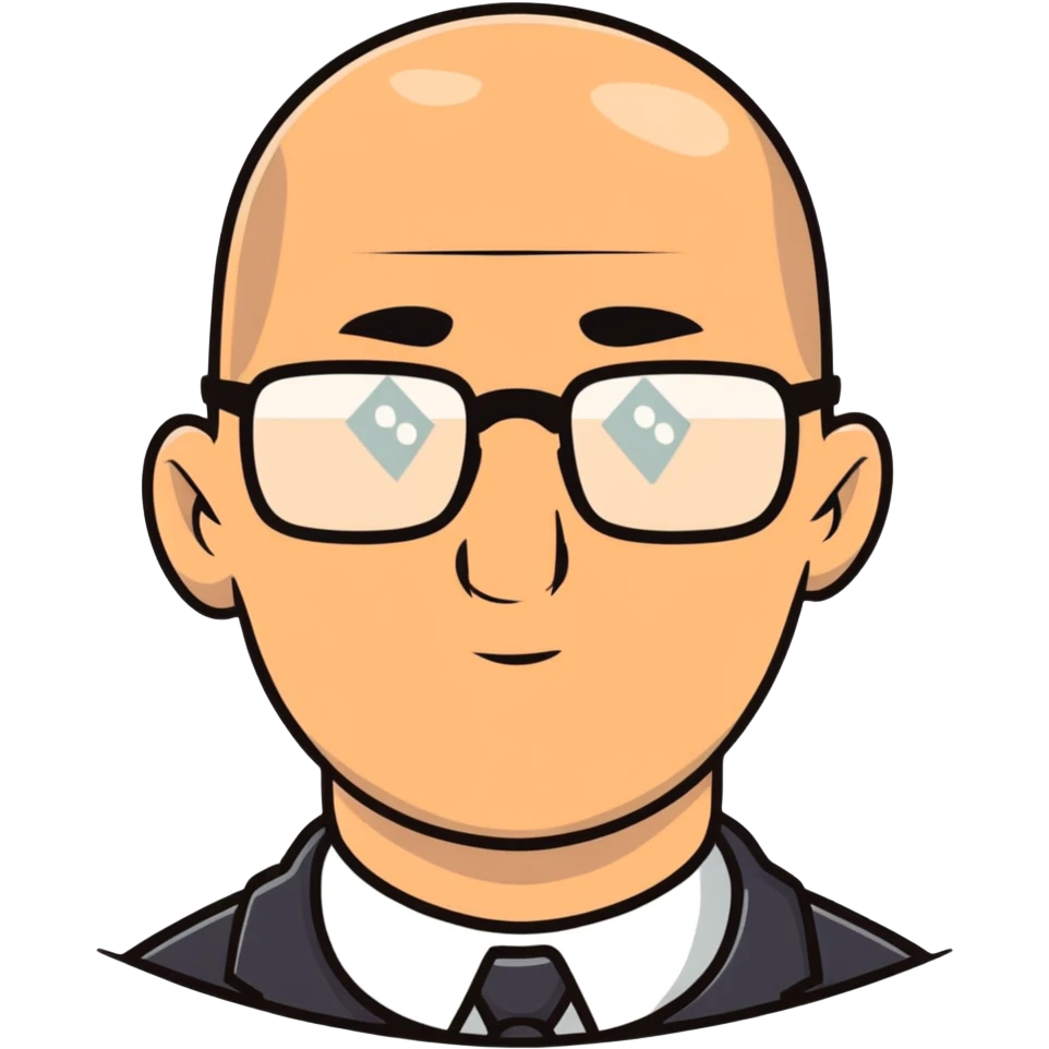 bald guy with glasses, looking dumb emoji