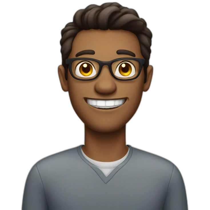 brunnete man with glasses missing one tooth emoji
