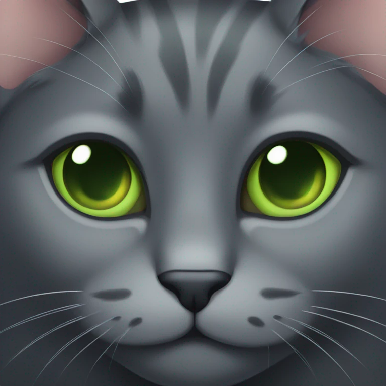 Dark Grey cat with green eyes emoji