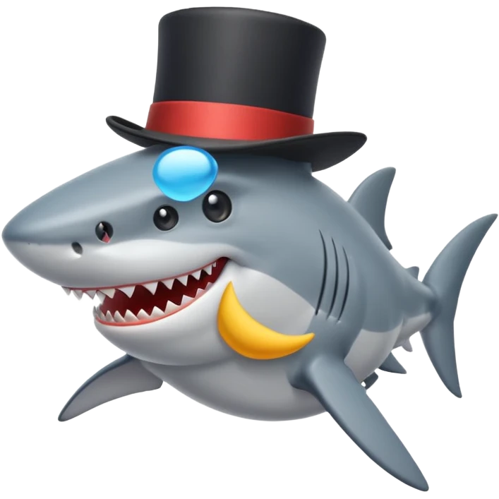 Shark with a top hat emoji
