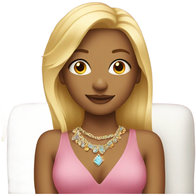 blonde girl on couch with jewelry emoji