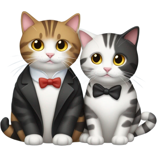 Tabby cat and tuxedo cat hugging emoji