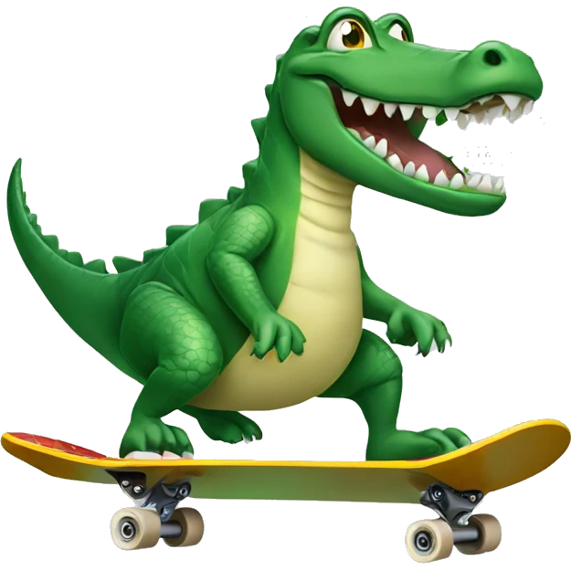 Alligator riding skateboard emoji
