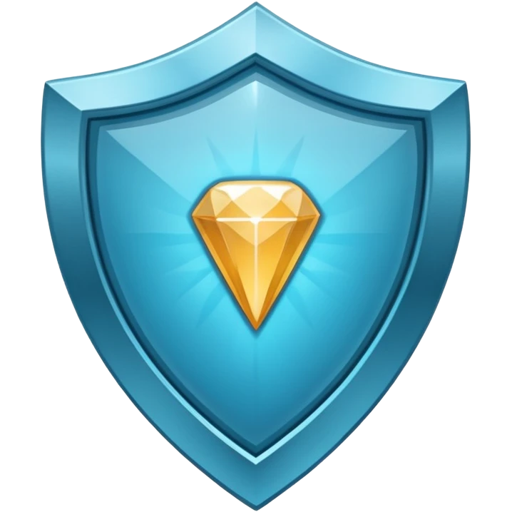 Cyan blue shield with diamond icon emoji