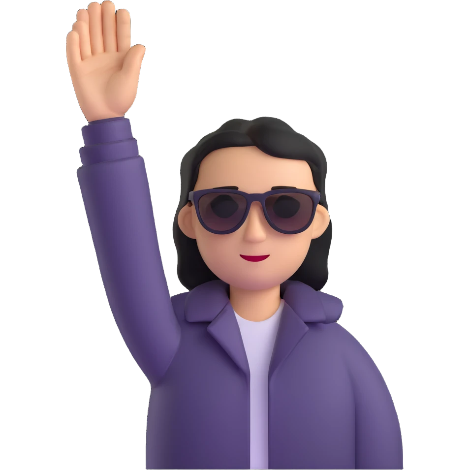 person with sunglasses, hand up in stop pose emoji