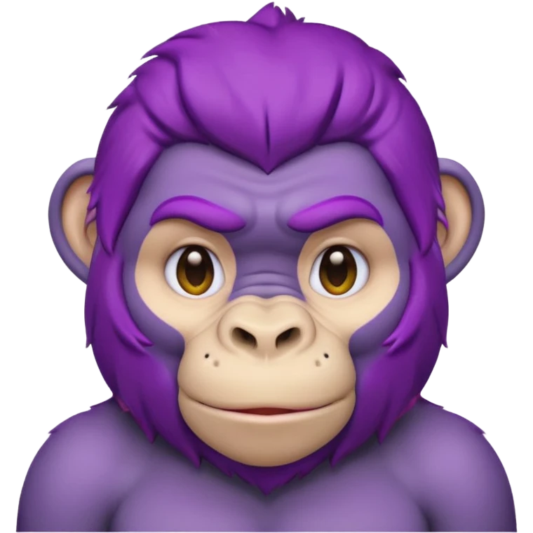 purple haired gorilla head with headrest, apple style emoji, no text, slightly different expression emoji