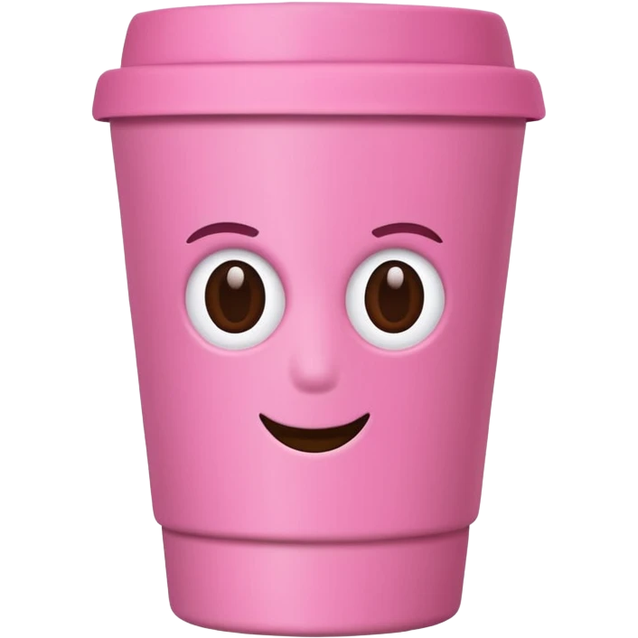 pink reusable coffee cup with no face emoji