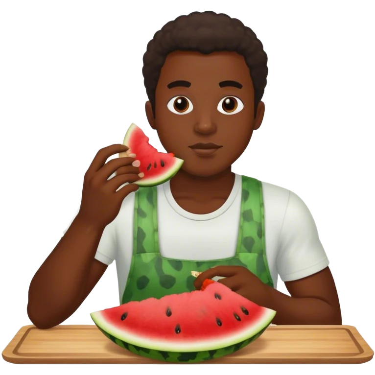 A black man eating watermelon and fried chicken emoji