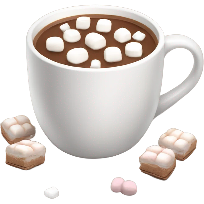 Light brown mug of hot chocolate with marshmallows  emoji