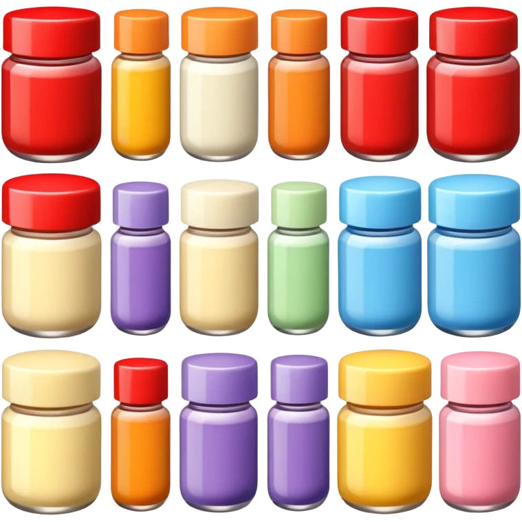 Japanese brand creams arranged with horizontal variation and vertical consistency. emoji