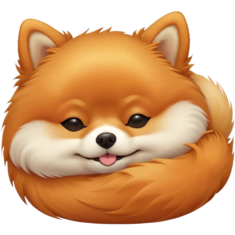 Meme-Worthy Cute Sleeping Orange Pomeranian Portrait Emoji, Head resting peacefully with a contented smile, showcasing a delightfully compact build and a luxuriously soft, fluffy orange Fur, eyes shut in a serene nap, Simplified yet hilariously adorable features, highly detailed, glowing with a soft, drowsy light, high shine, relaxed and utterly lovable, stylized with an air of playful laziness, bright and heartwarming, soft glowing outline, capturing the essence of a comically sleepy companion, so meme-worthy it feels like it could instantly become the next viral sensation of adorable slumber! emoji