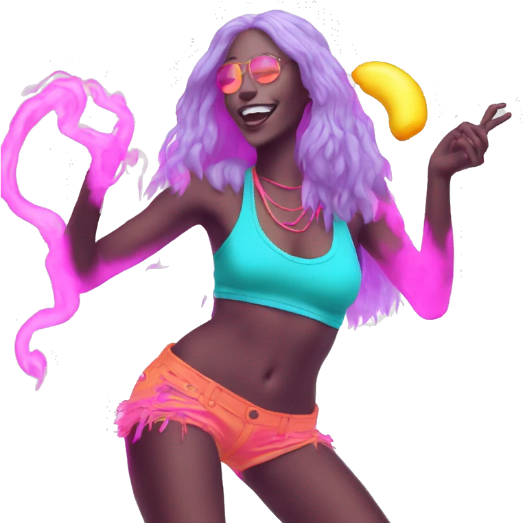 Rave party dancing neon smoking emoji