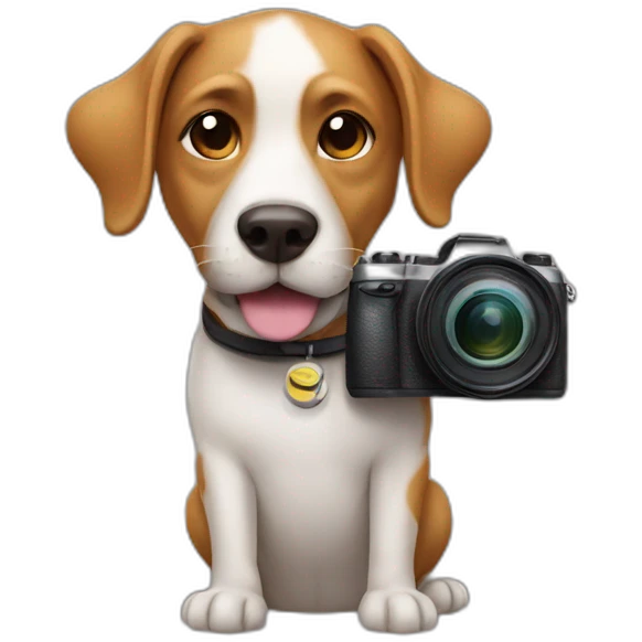 A dog with camera emoji