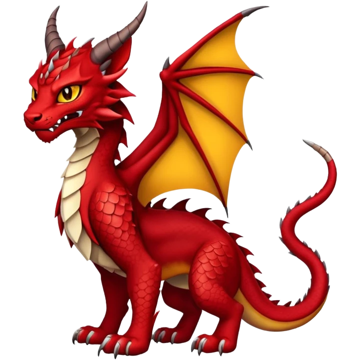 Dark-Red Dragon-type Fakémon-Lynx full body emoji