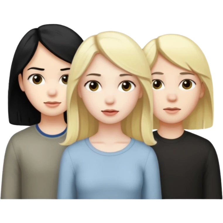 A black hair girl a blonde girl and a blonde boy emoji