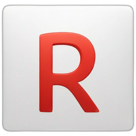Capital letter R white colour in red colour square  emoji