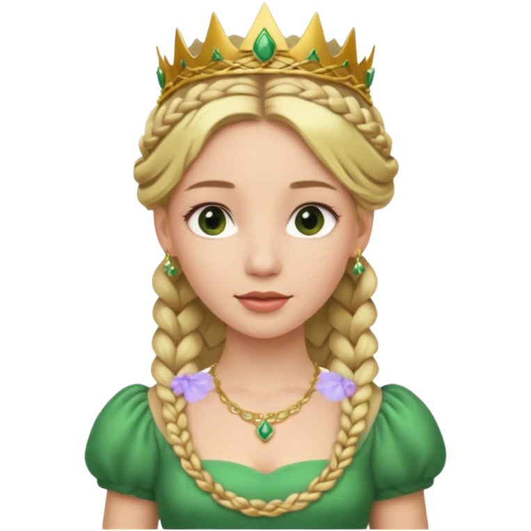 Princess in green Dress with Tiara, Braided Blonde Hair emoji