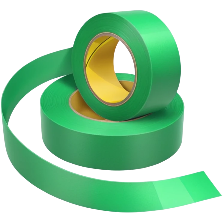 make light Green wide tape rolling on the floor emoji