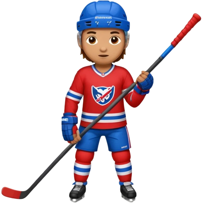 Hockey player in blue and red full body emoji
