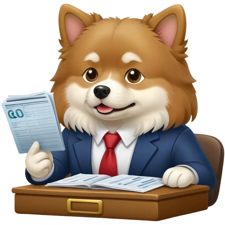 Finnish lapphund doing taxes  emoji