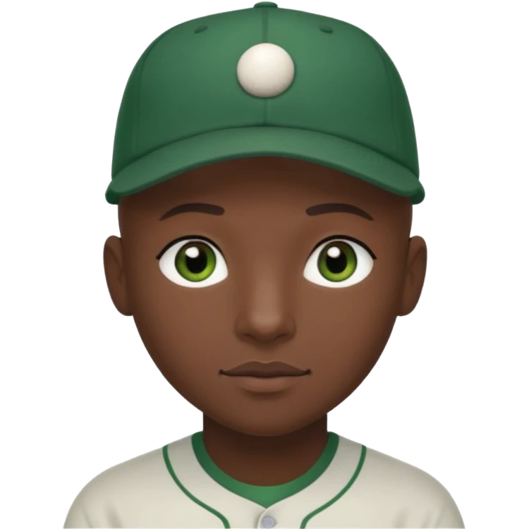 Black bald guy with a baseball cap, brown eyes & a white girl brown hair with green eyes no baseball cap emoji