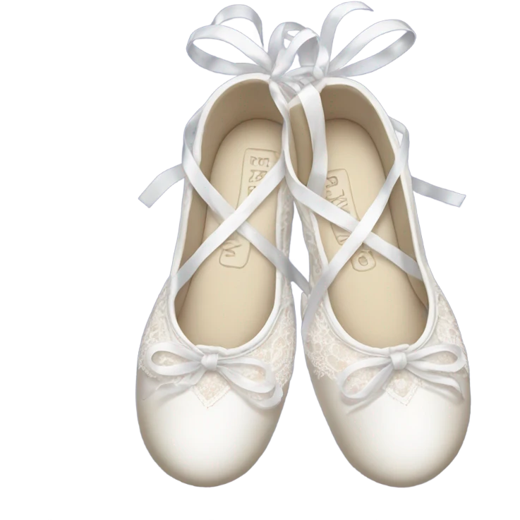 Crossed white ballet shoes with long and beautiful corses design, light lace cover all the surface emoji