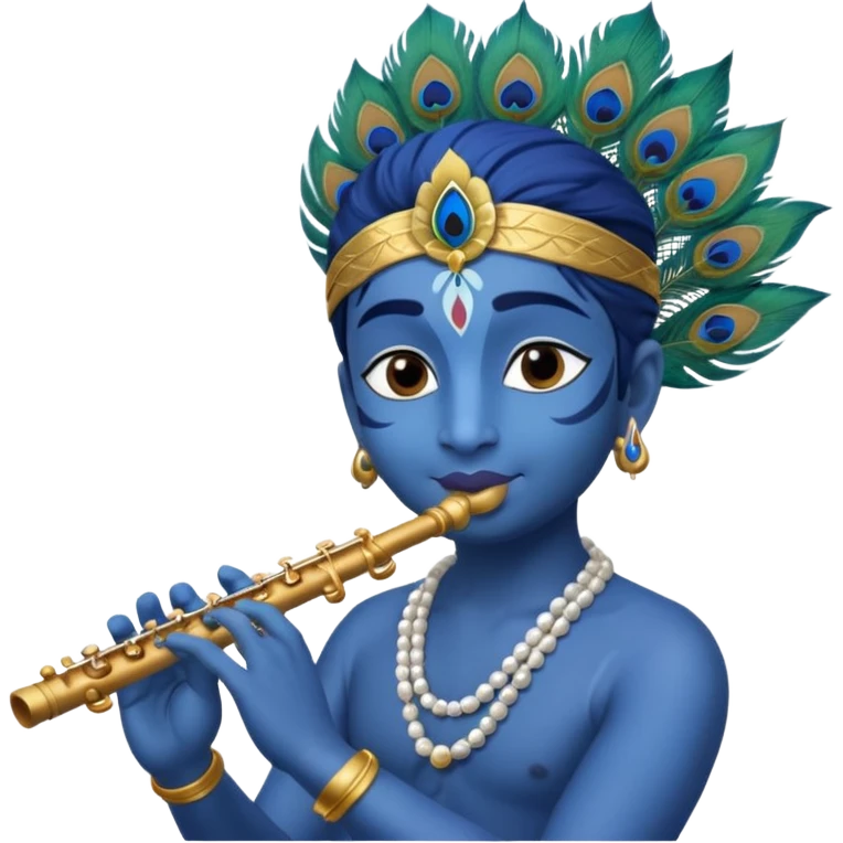 Krishna playing flute blue skin peacock feather emoji