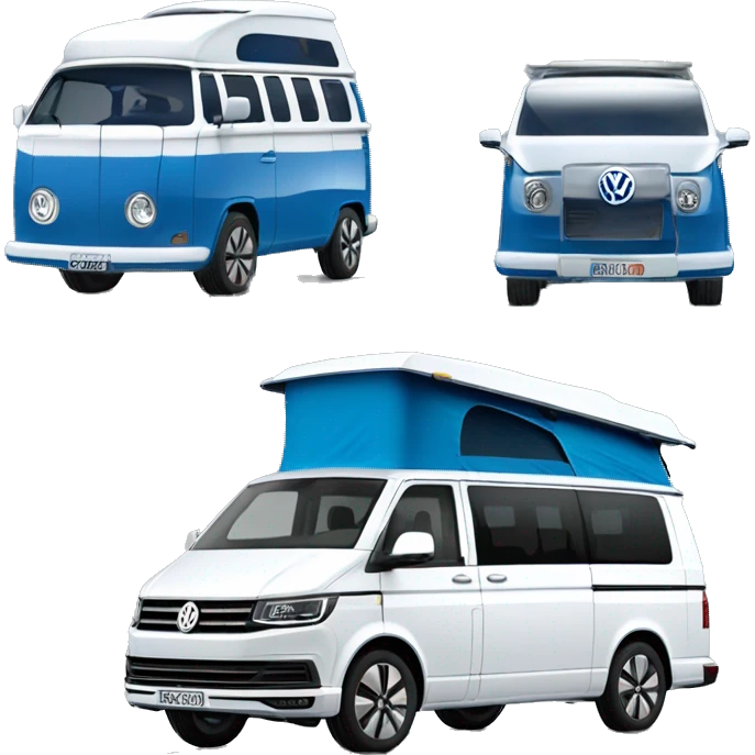 VW T6.1 California camping bus VW blue white emoji